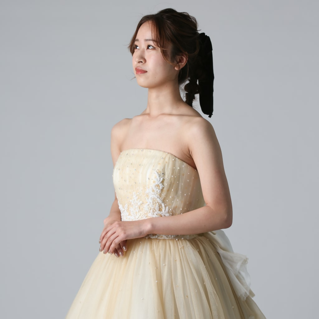 【値下げ】ウェディングドレス　ドレス　前撮り　カラードレス dresslouje 爽やかで優しいブルー カラードレス 取り外し袖 パール