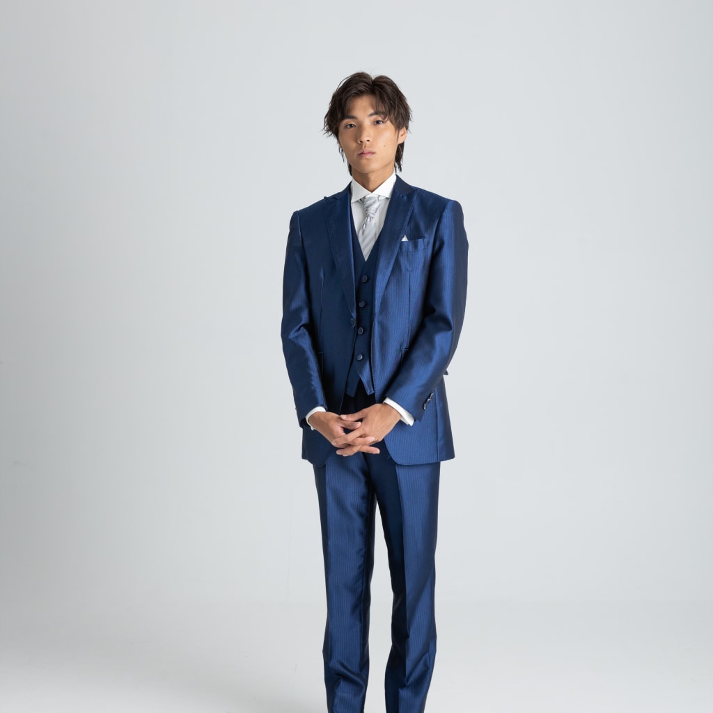 ネイビー光沢ストライプ