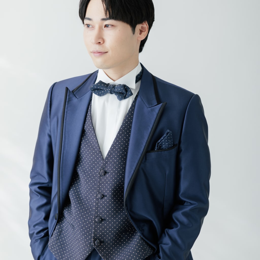 ネイビー　ドット柄ベスト