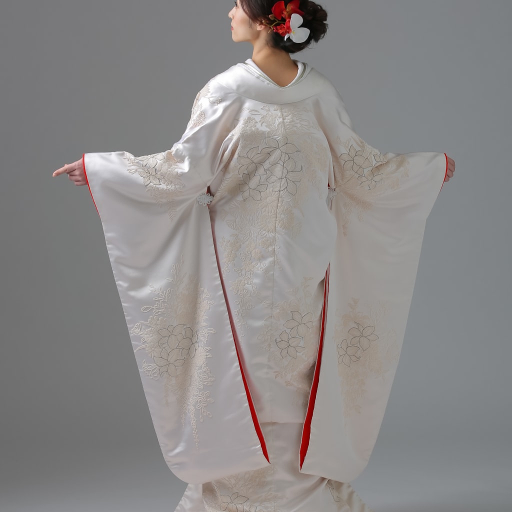 白無垢　赤裏 白無垢レンタル・紋付セット 花嫁衣裳 su006-2 裏地赤×慶びの華
