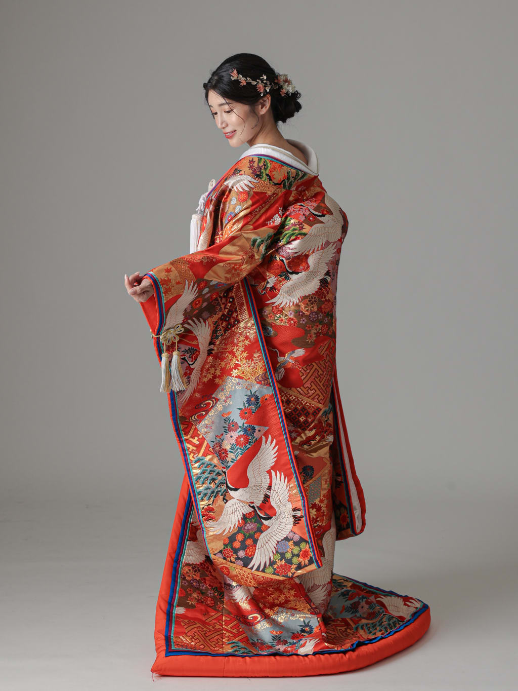 八重重ね　七宝　松　鶴 / レッド | デコルテフォトグラフィー | 前撮り・フォトウェディング