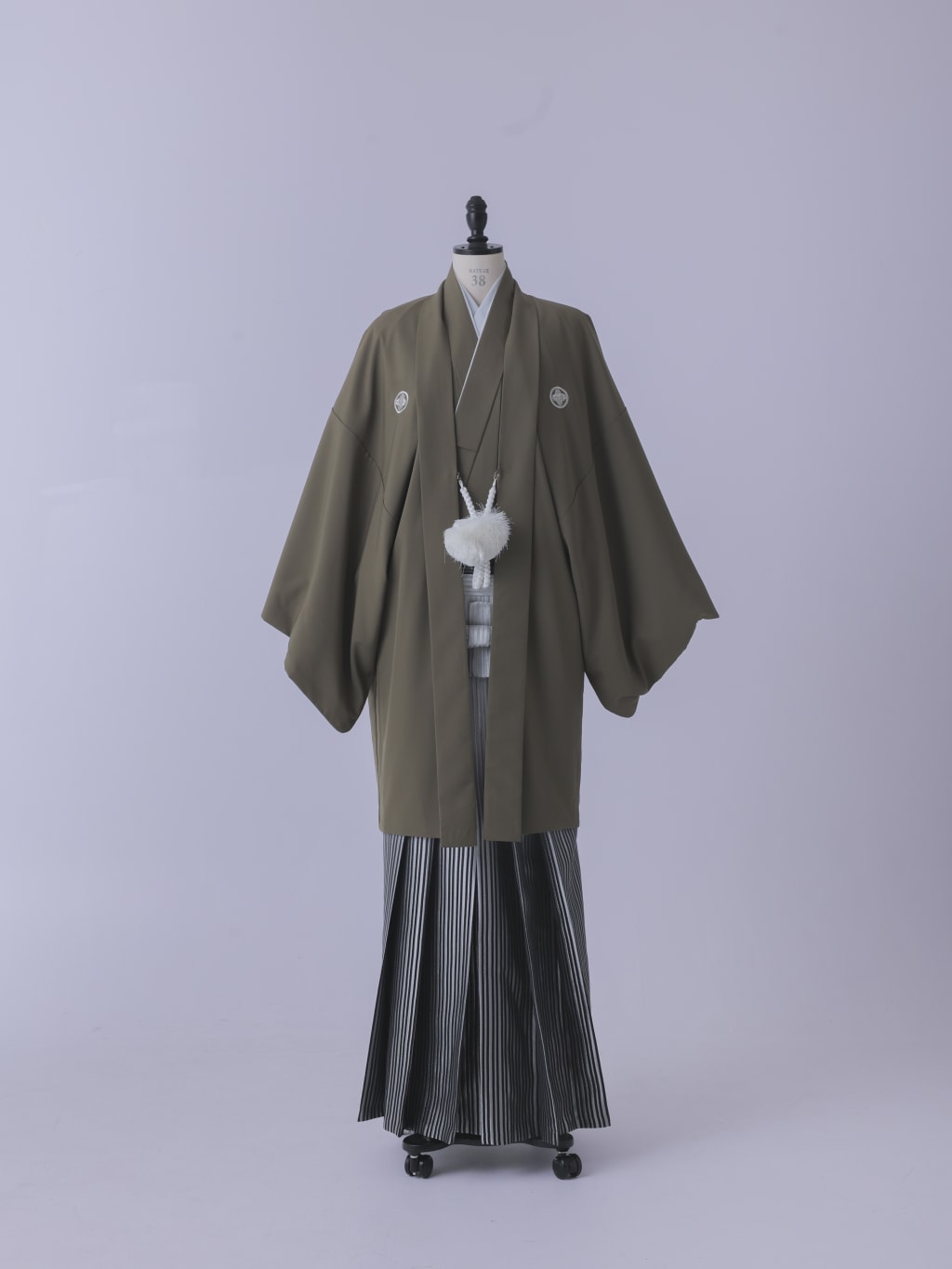 カーキ紋付×グラデーション袴