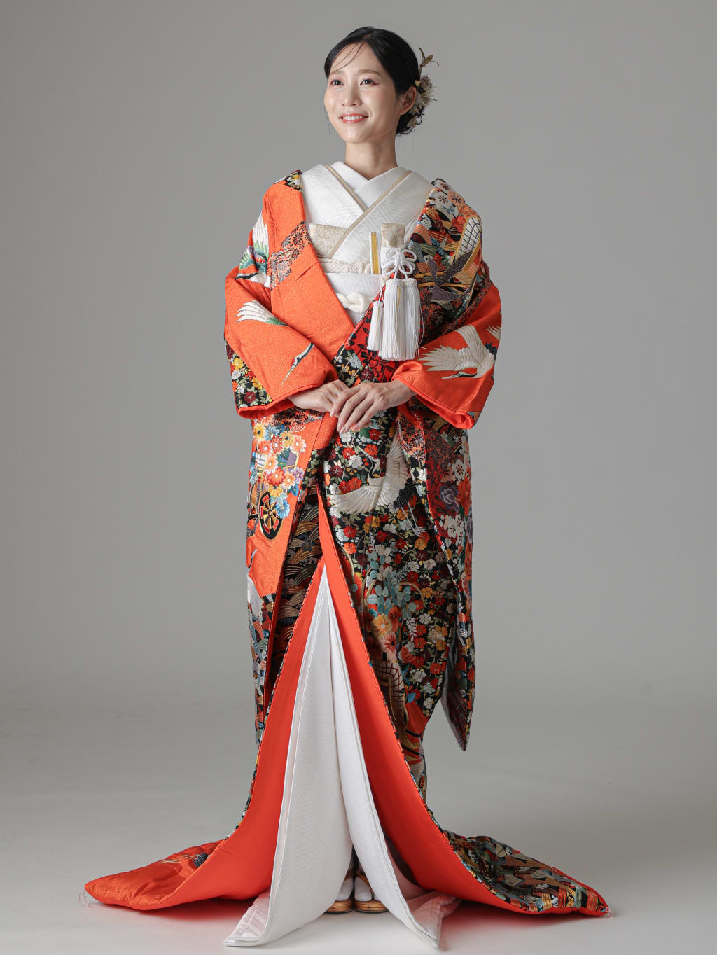 鶴　花車　鶴　青海波 / 朱赤 | デコルテフォトグラフィー | 前撮り・フォトウェディング