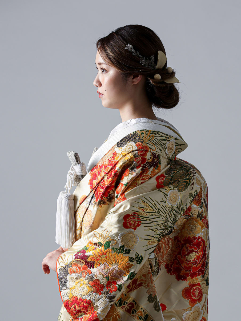 4k2096 色打掛　袷　花嫁衣装　刺繍　鶴　青　金色　銀色　白　赤　花柄 花嫁 正絹 色打掛レンタル 010052 赤 蜀甲 手縫 相良刺繍