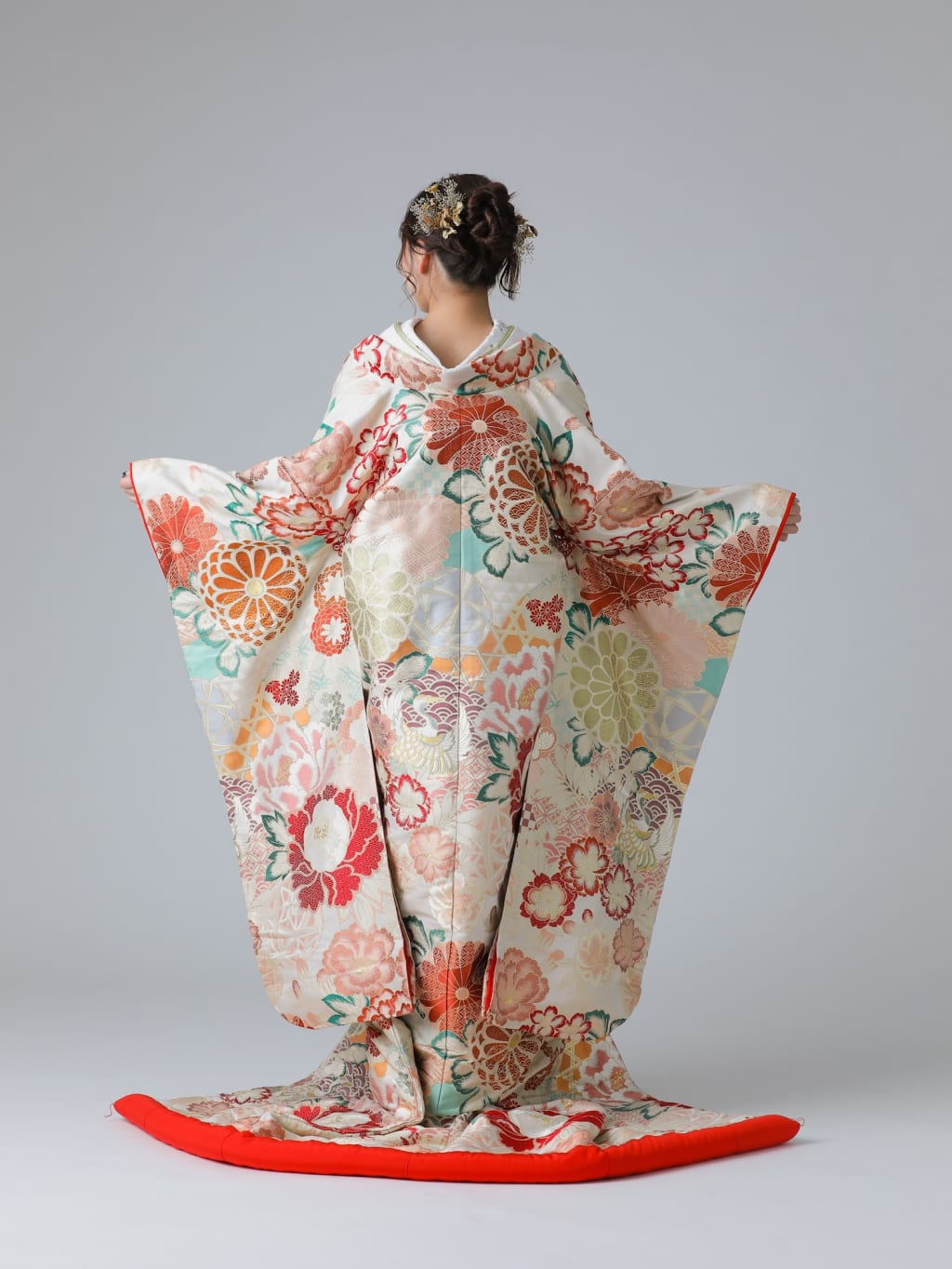 裂取菊花紋　白ピンク