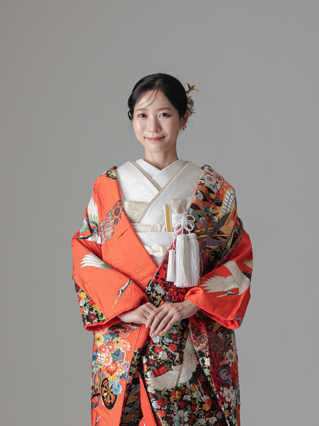 鶴　花車　鶴　青海波 / 朱赤 | デコルテフォトグラフィー | 前撮り・フォトウェディング