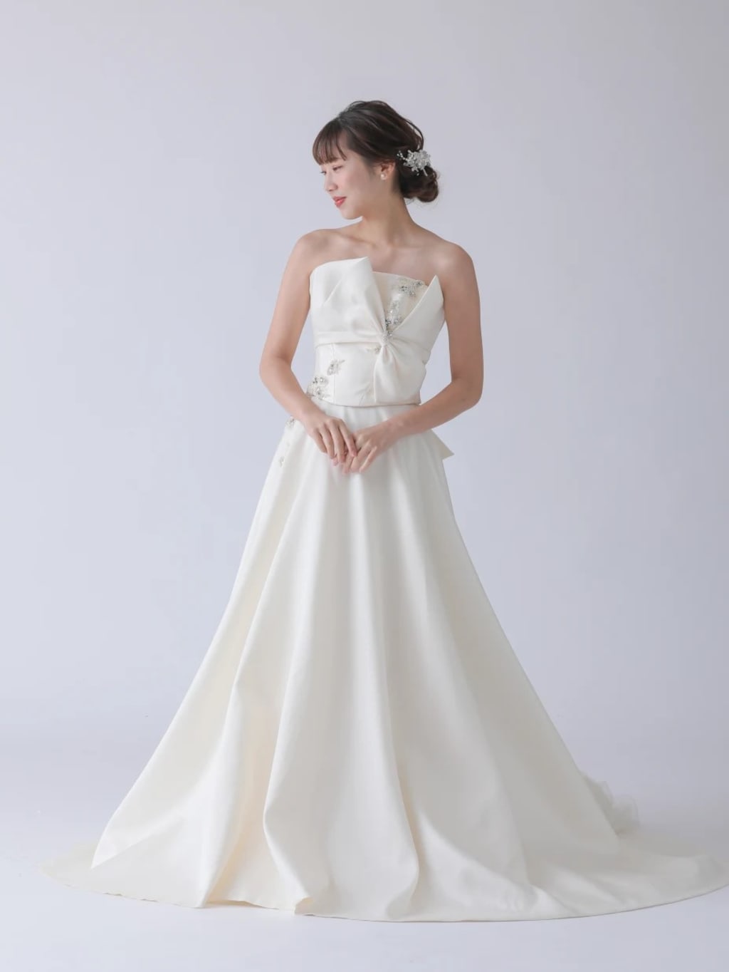 リボンがキュートフレンチチューブトップ✨メインウェディングドレス　前撮り　結婚式 リボンがキュートフレンチチューブトップ✨メインウェディング