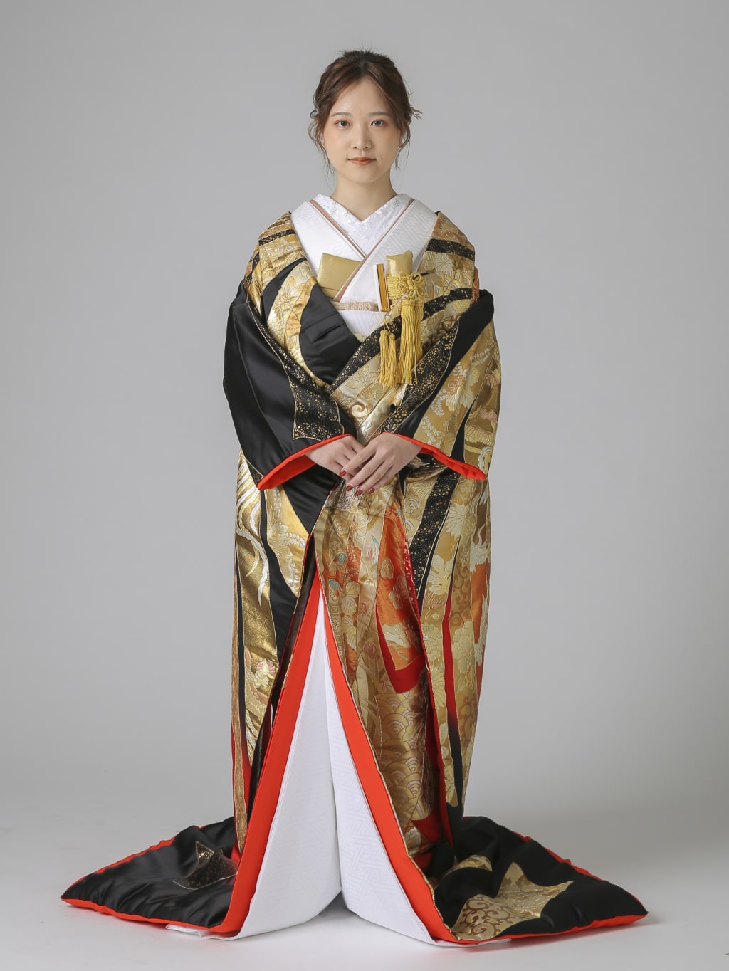 当店の記念日 色打掛 打掛 赤 黒 金 ゴールド フルセット 和装 和婚 前