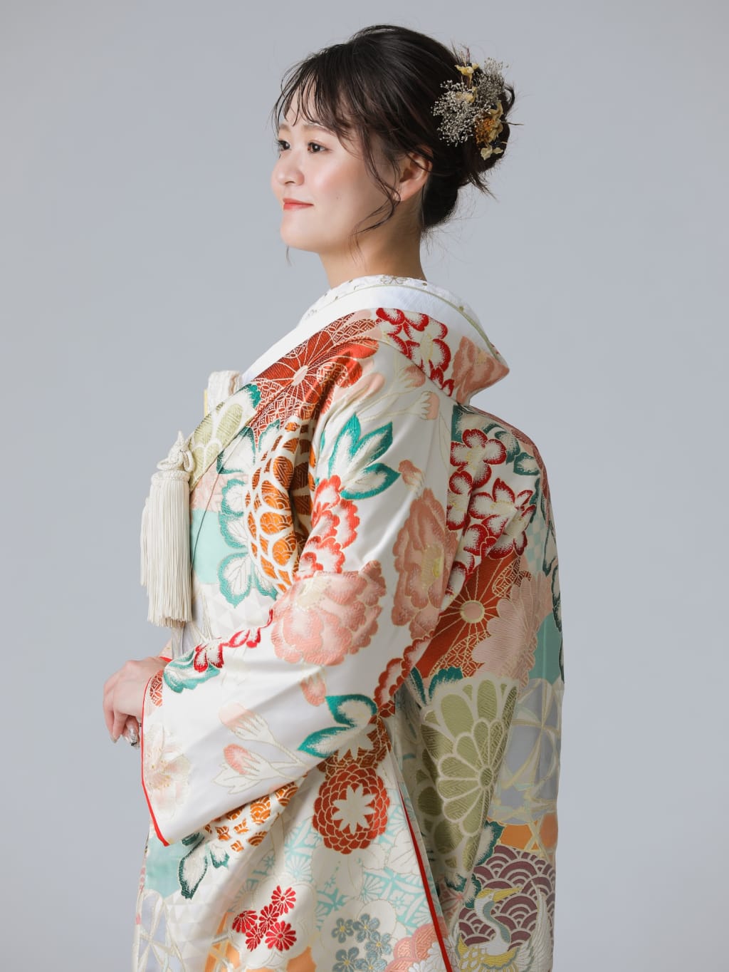 裂取菊花紋　白ピンク