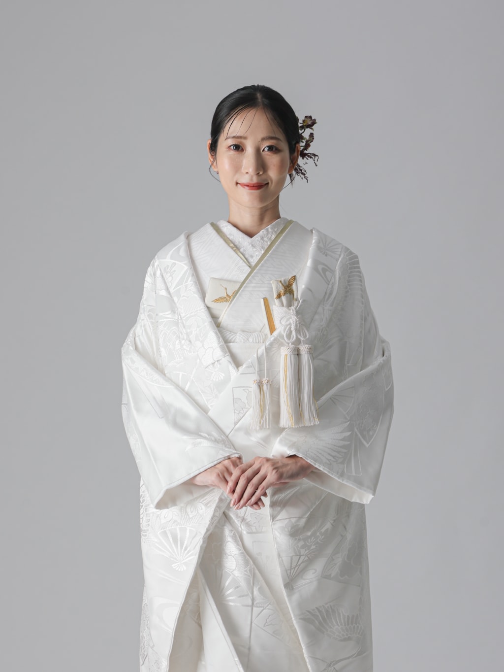 鶴に扇面/ホワイト | デコルテフォトグラフィー | 前撮り・フォトウェディング