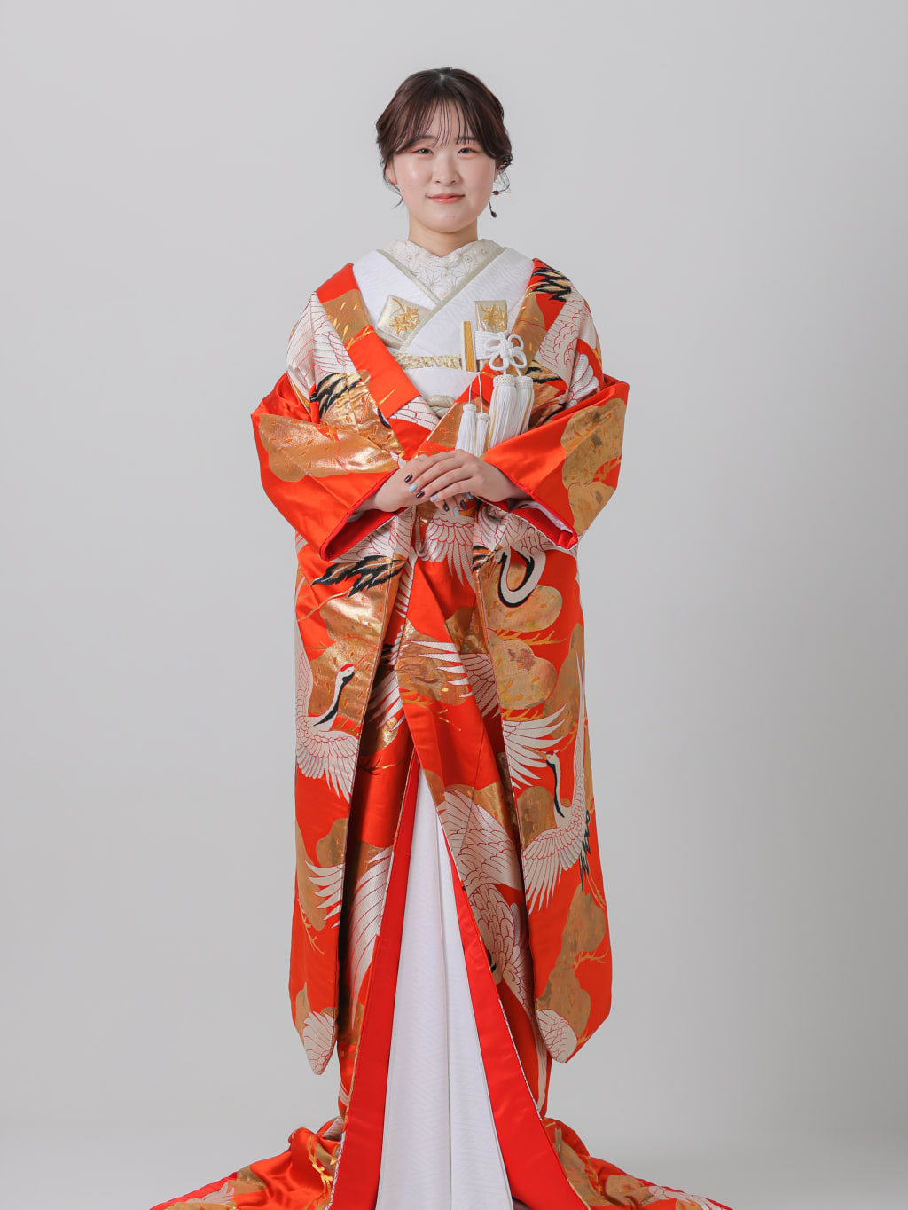 金糸松　鶴/朱赤