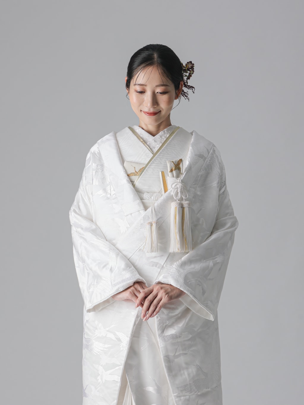 切金に鶴/ホワイト | デコルテフォトグラフィー | 前撮り・フォトウェディング