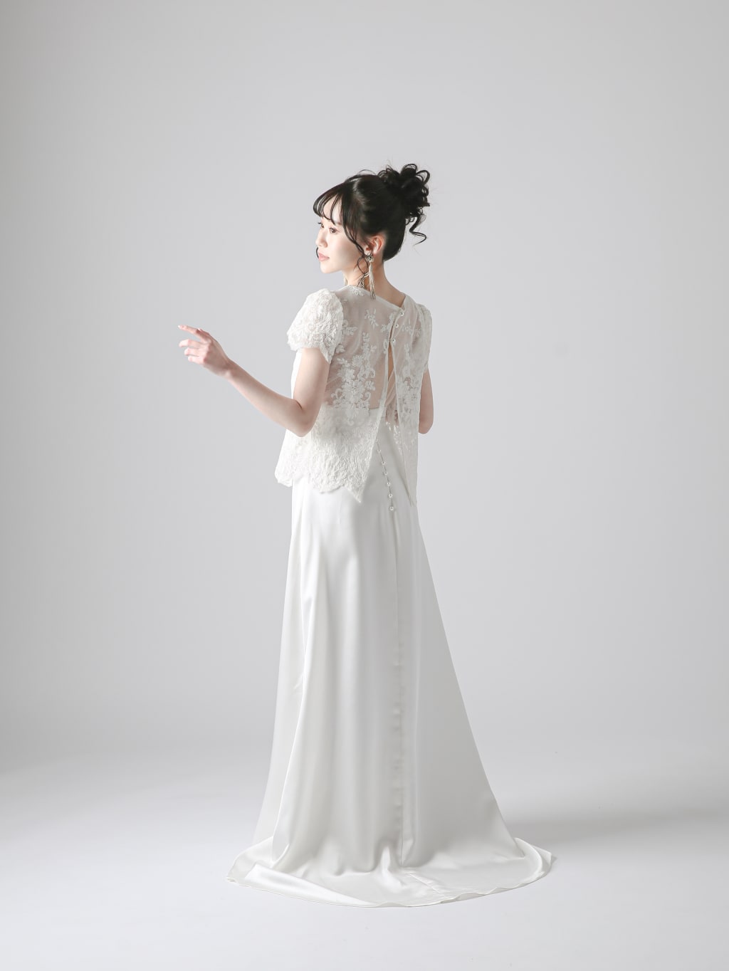 半袖レースシフォンワンピース | デコルテフォトグラフィー | 前撮り・フォトウェディング
