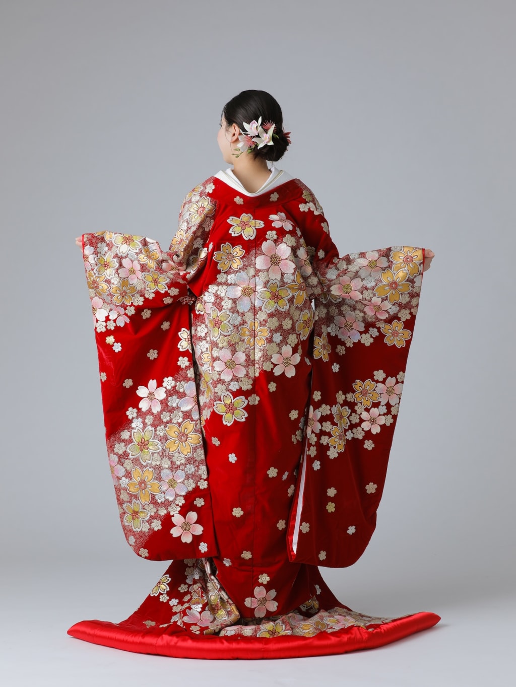 ベロア 桜づくし オーロララメ / レッド