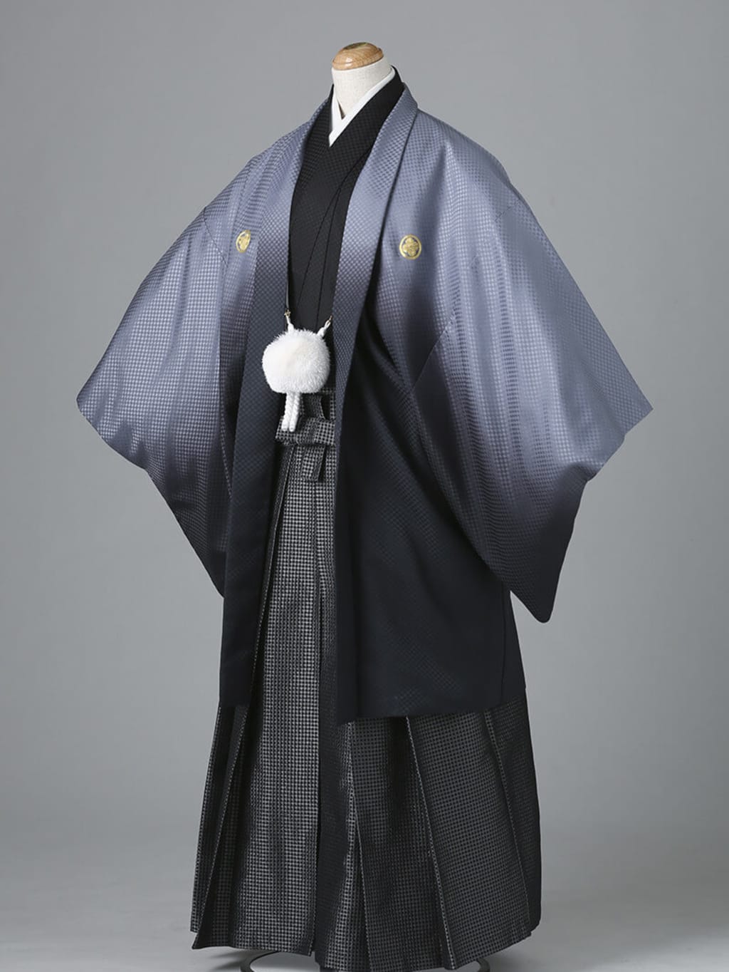 グラデーション紋付 黒格子袴 デコルテフォトグラフィー 前撮り フォトウェディング