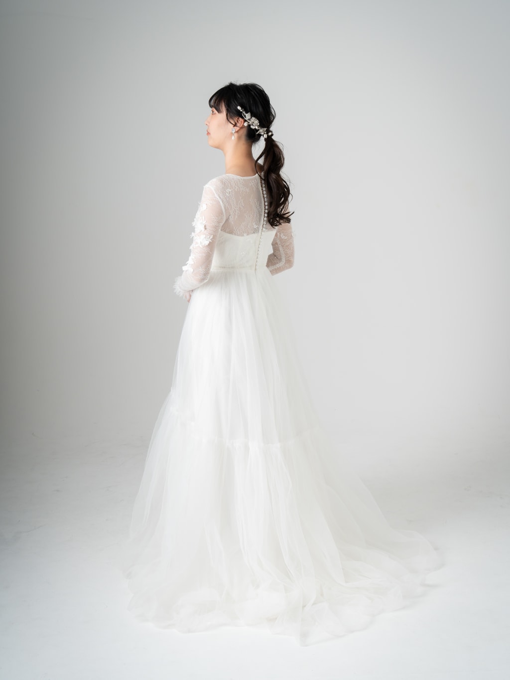 WD01148 3Dフラワー長袖スレンダー
