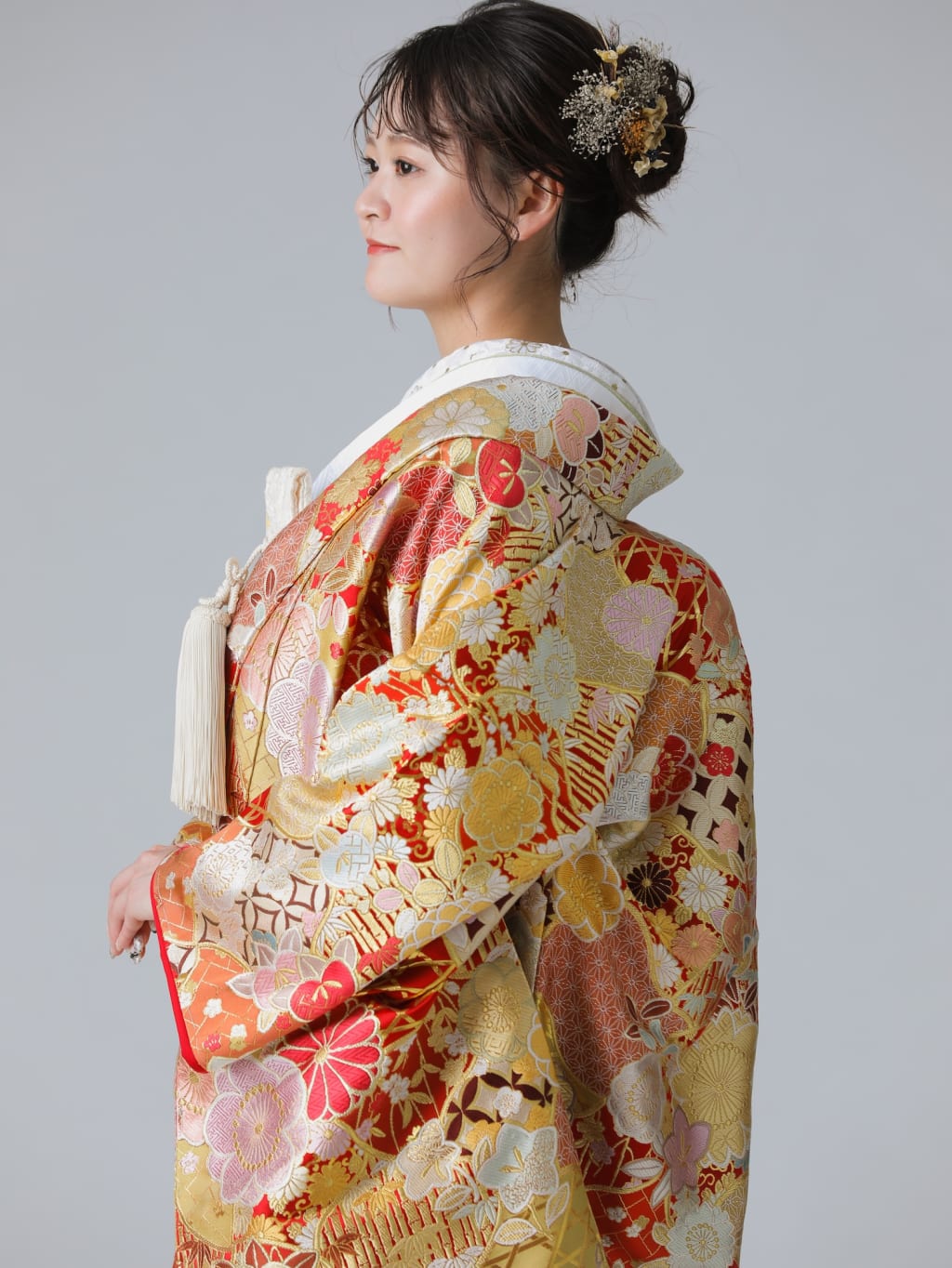 千鳥草花紋様　赤