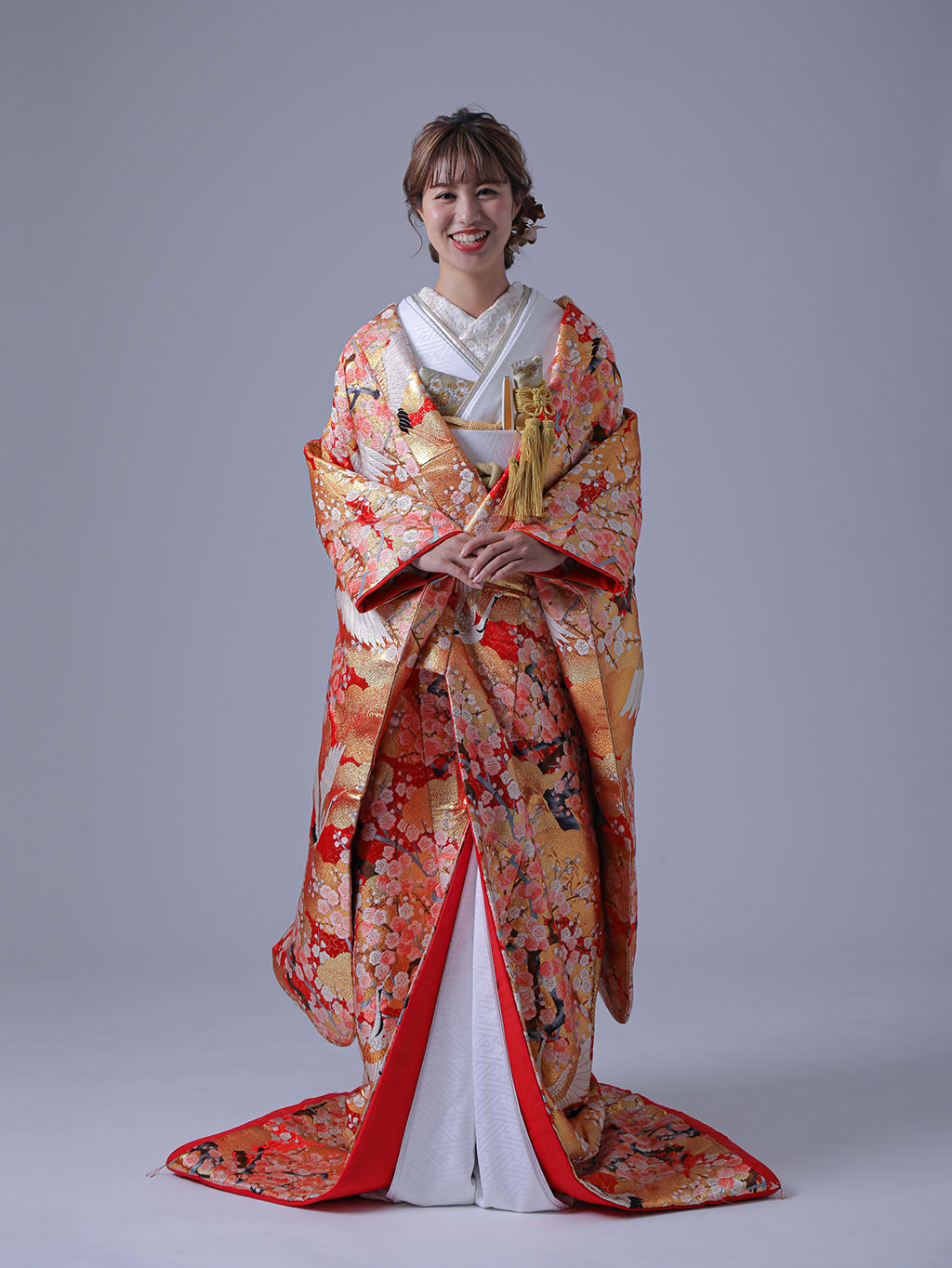 金糸桔梗　金雲取文梅　鶴 | デコルテフォトグラフィー | 前撮り・フォトウェディング