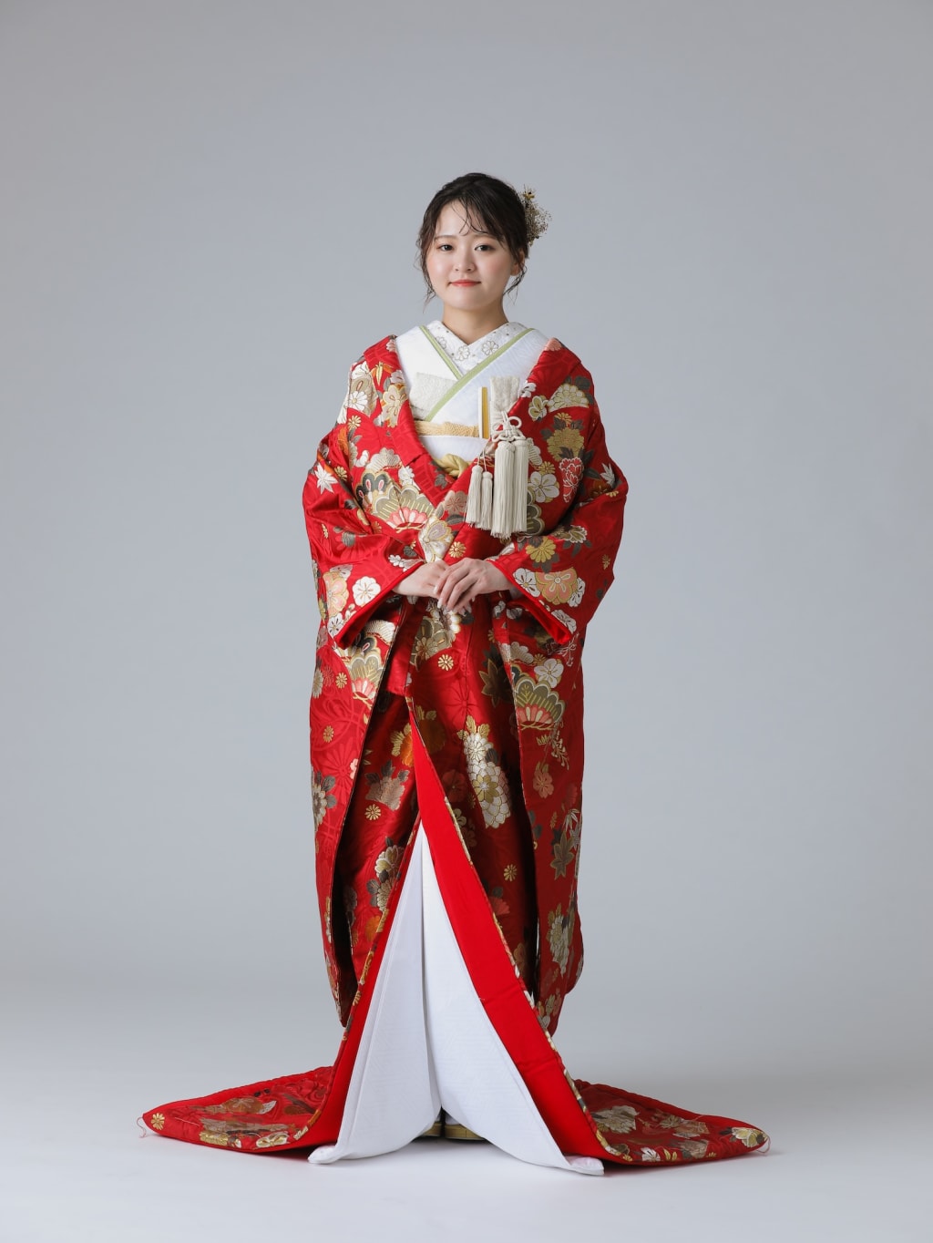四季花に七宝　赤