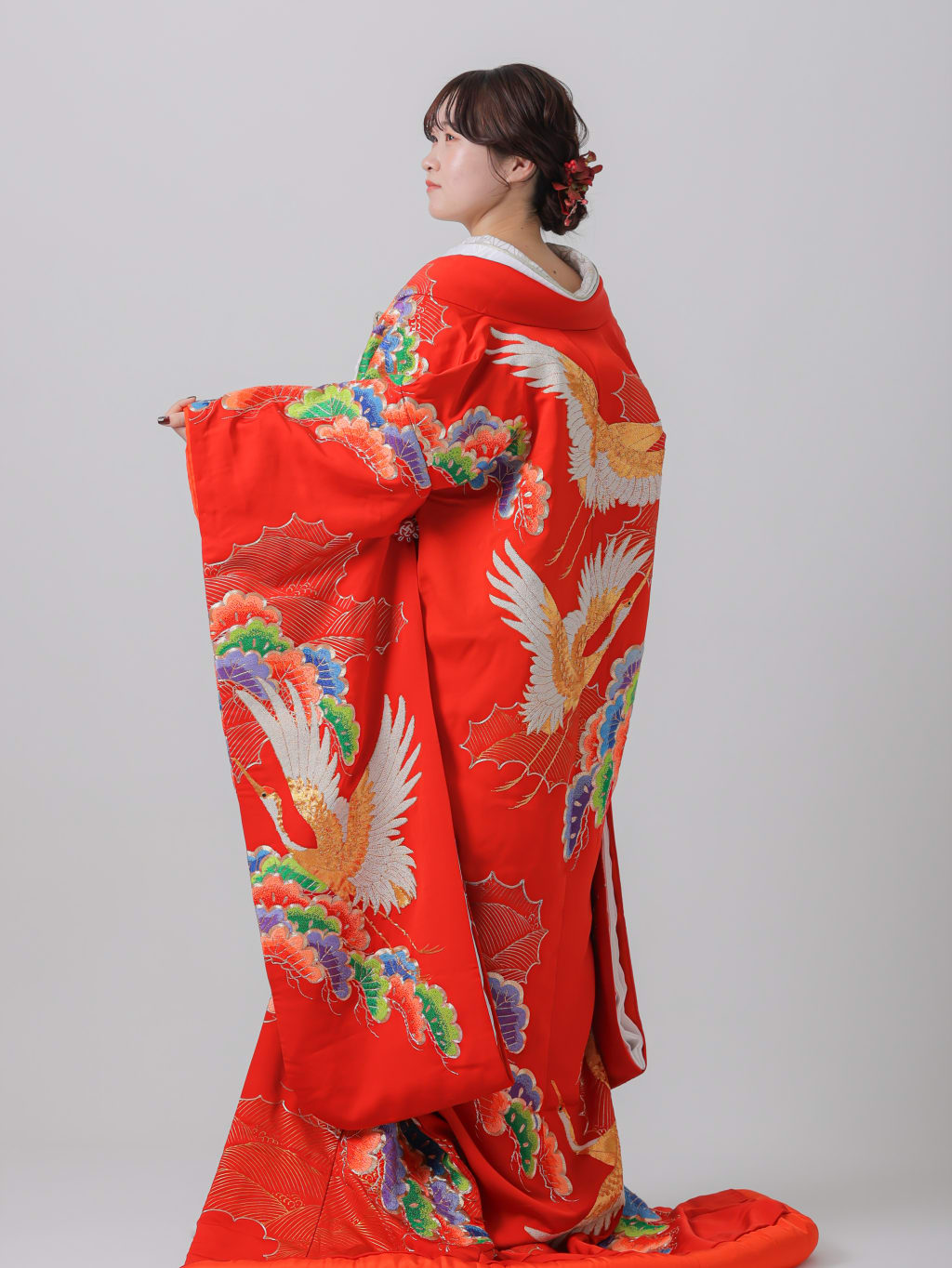 相良刺繍　松　鶴　青海波/レッド | デコルテフォトグラフィー | 前撮り・フォトウェディング