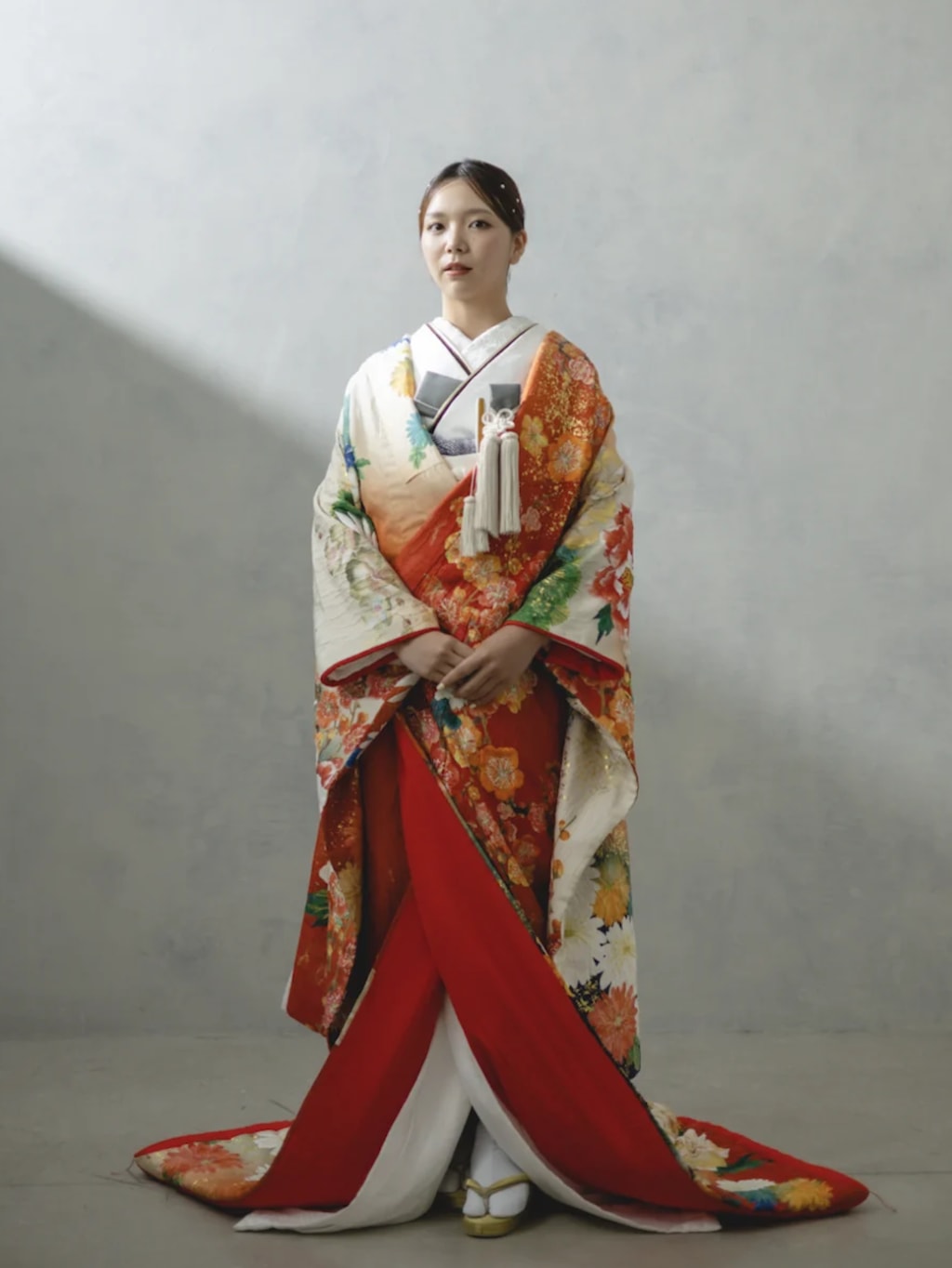 彩りに牡丹鶴 レッド　IU01185