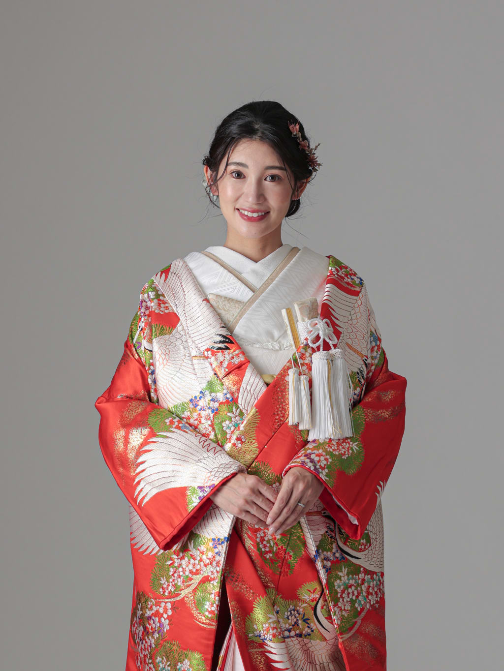 鶴　松　小花 / 朱赤 | デコルテフォトグラフィー | 前撮り・フォトウェディング