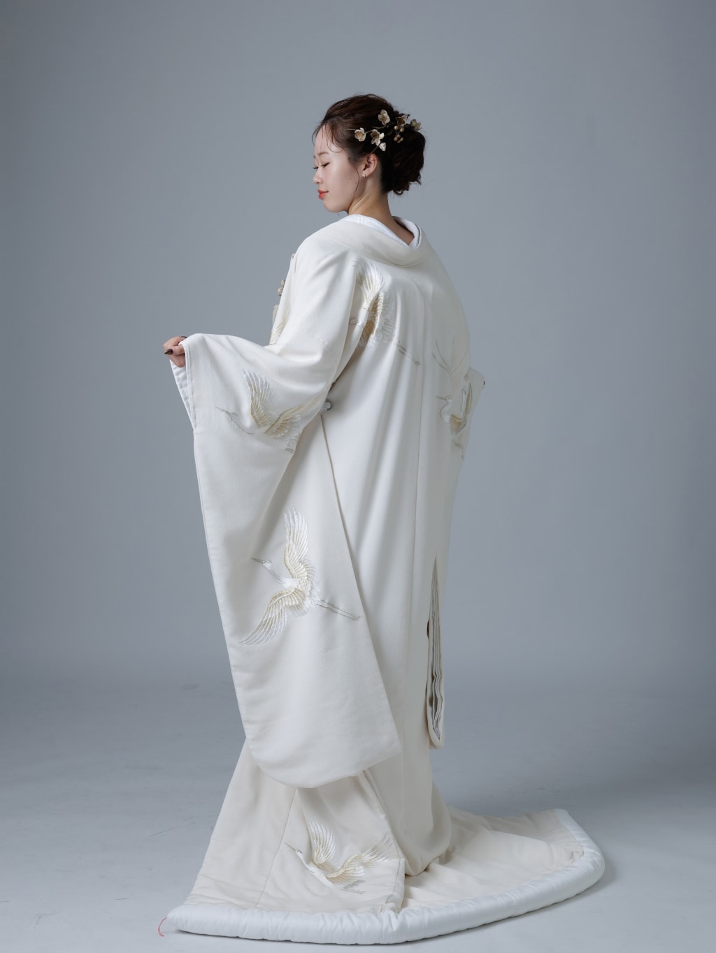 鶴刺繍　ちりめん/アイボリー | デコルテフォトグラフィー | 前撮り・フォトウェディング