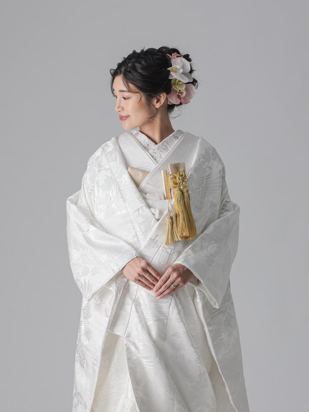 鶴に花の集い/ホワイト | デコルテフォトグラフィー | 前撮り・フォトウェディング