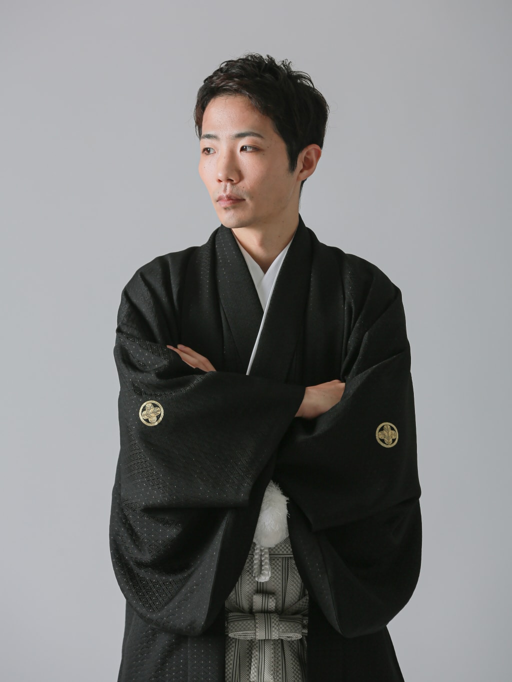 正絹黒 × ベージュ格子 | デコルテフォトグラフィー | 前撮り・フォトウェディング