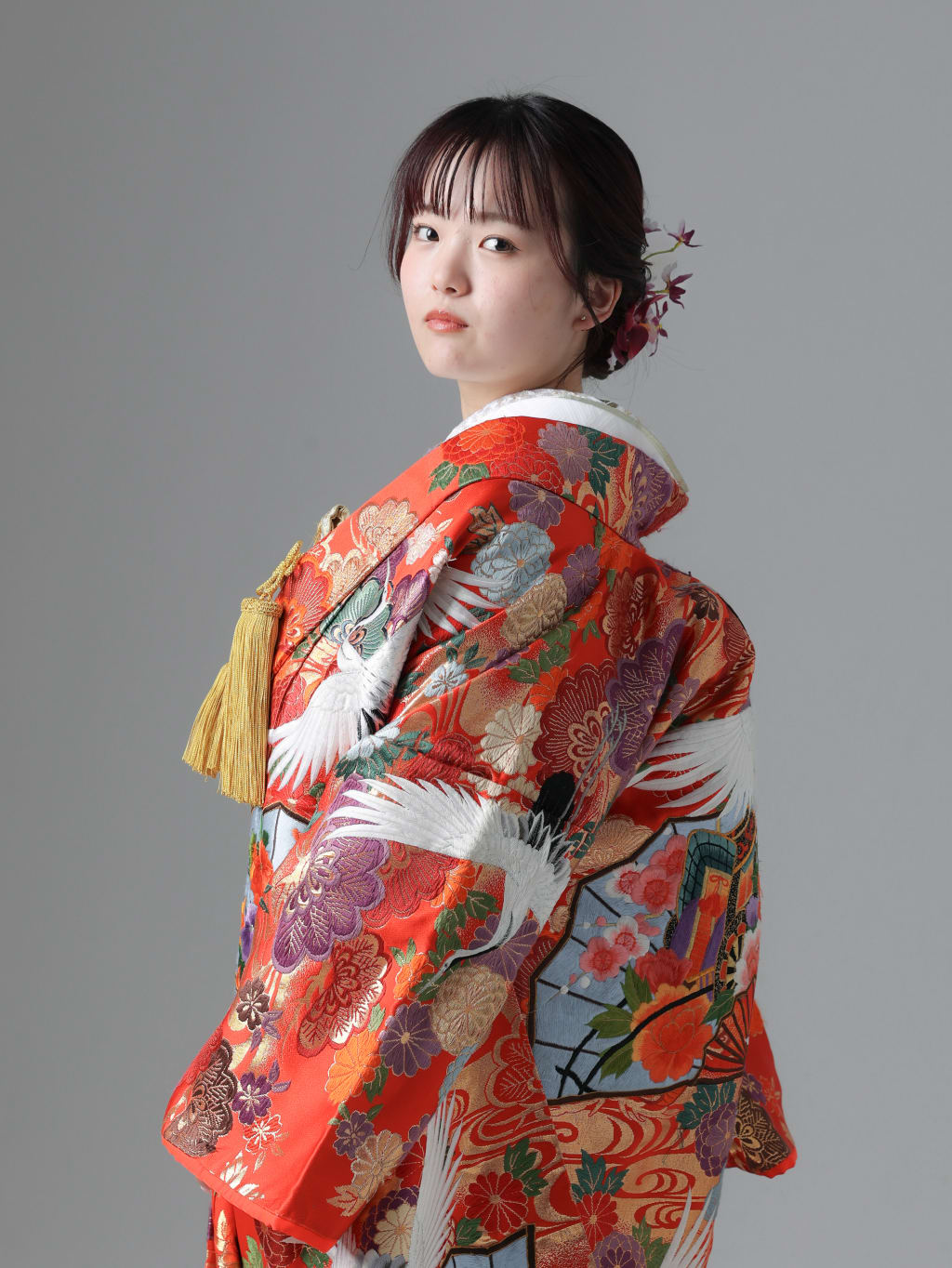 朱赤・扇・鶴