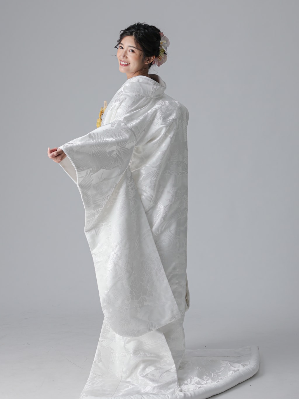 鶴に花の集い/ホワイト | デコルテフォトグラフィー | 前撮り・フォトウェディング