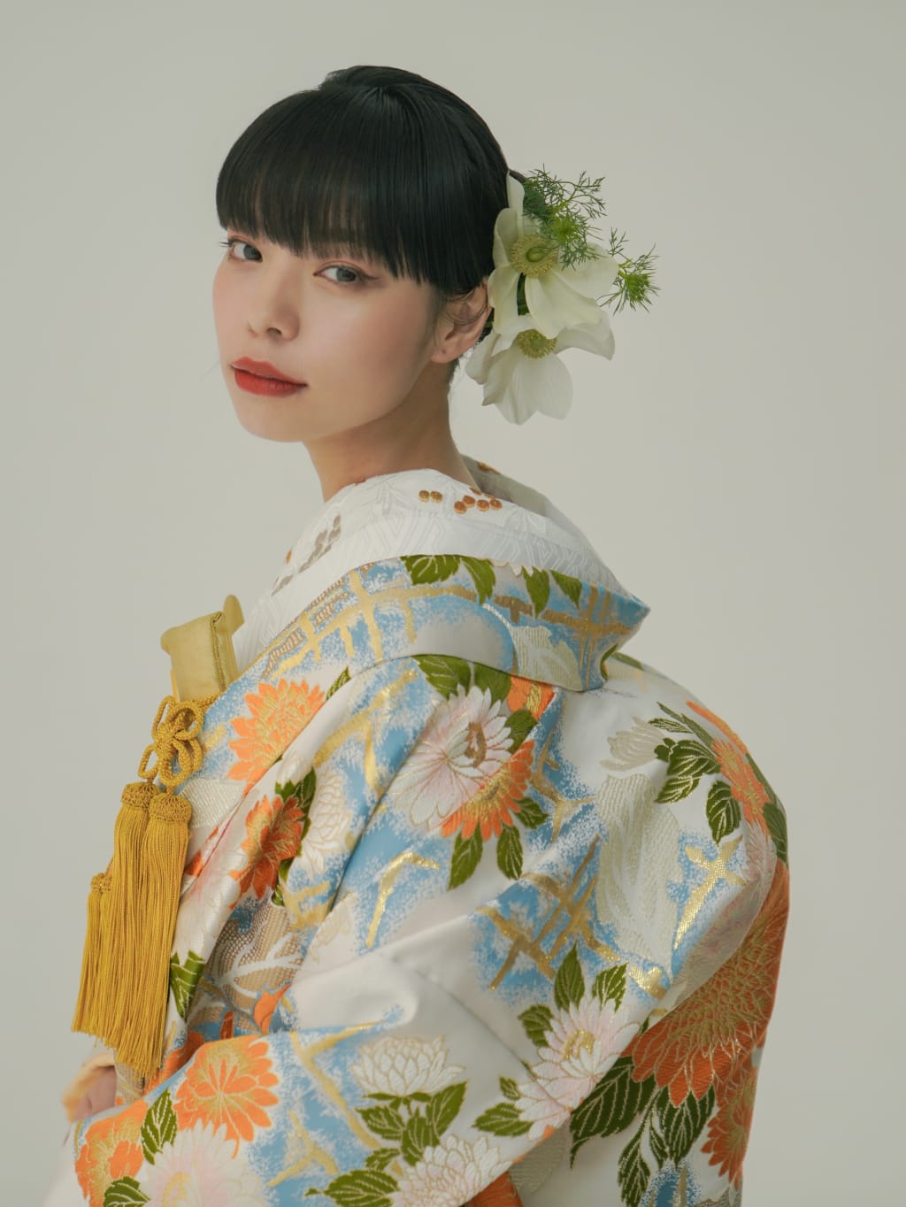 天竺井裄文様 / 白フキクリーム | デコルテフォトグラフィー | 前撮り・フォトウェディング