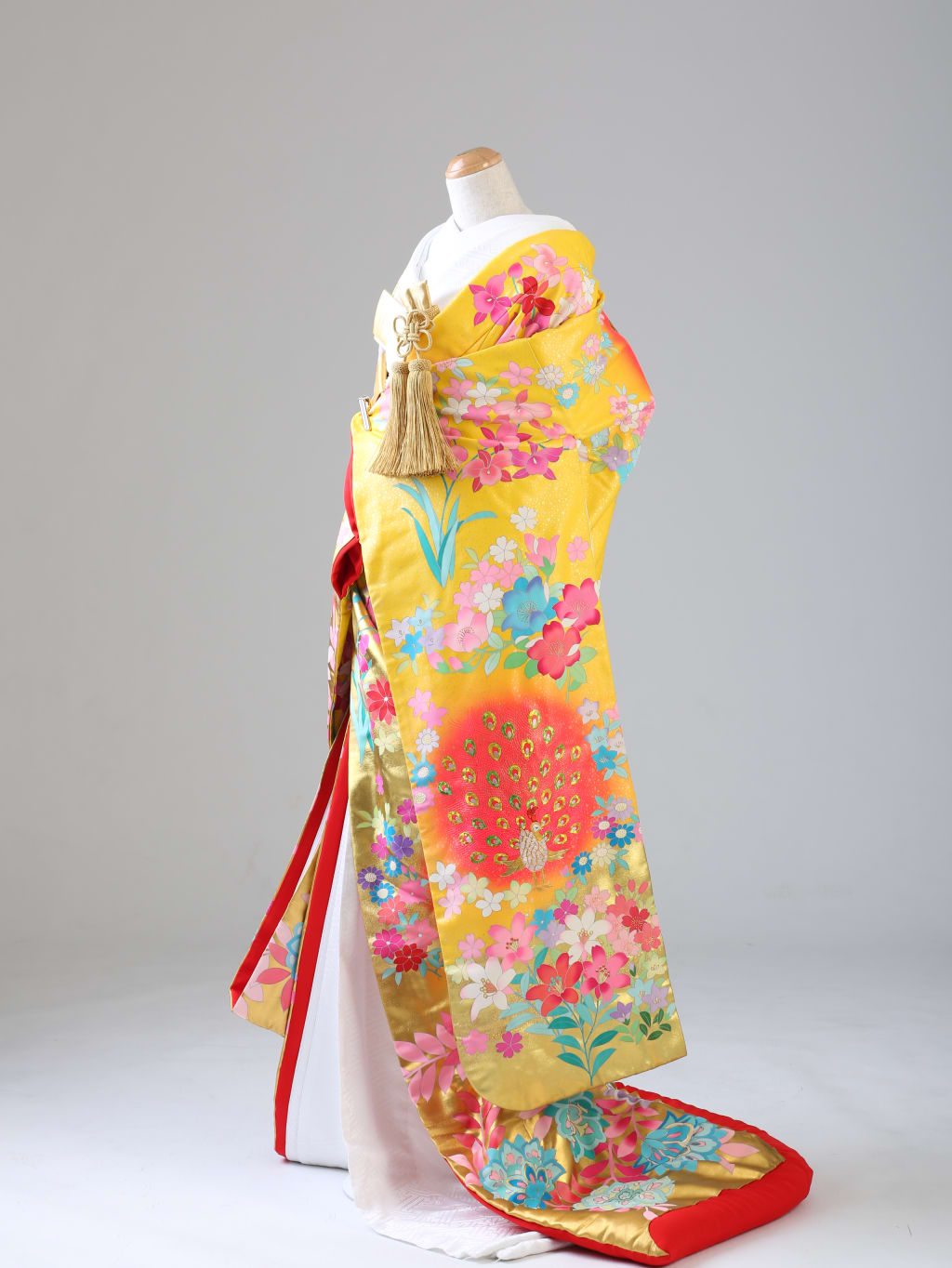 黄　孔雀　友禅＿鎌倉