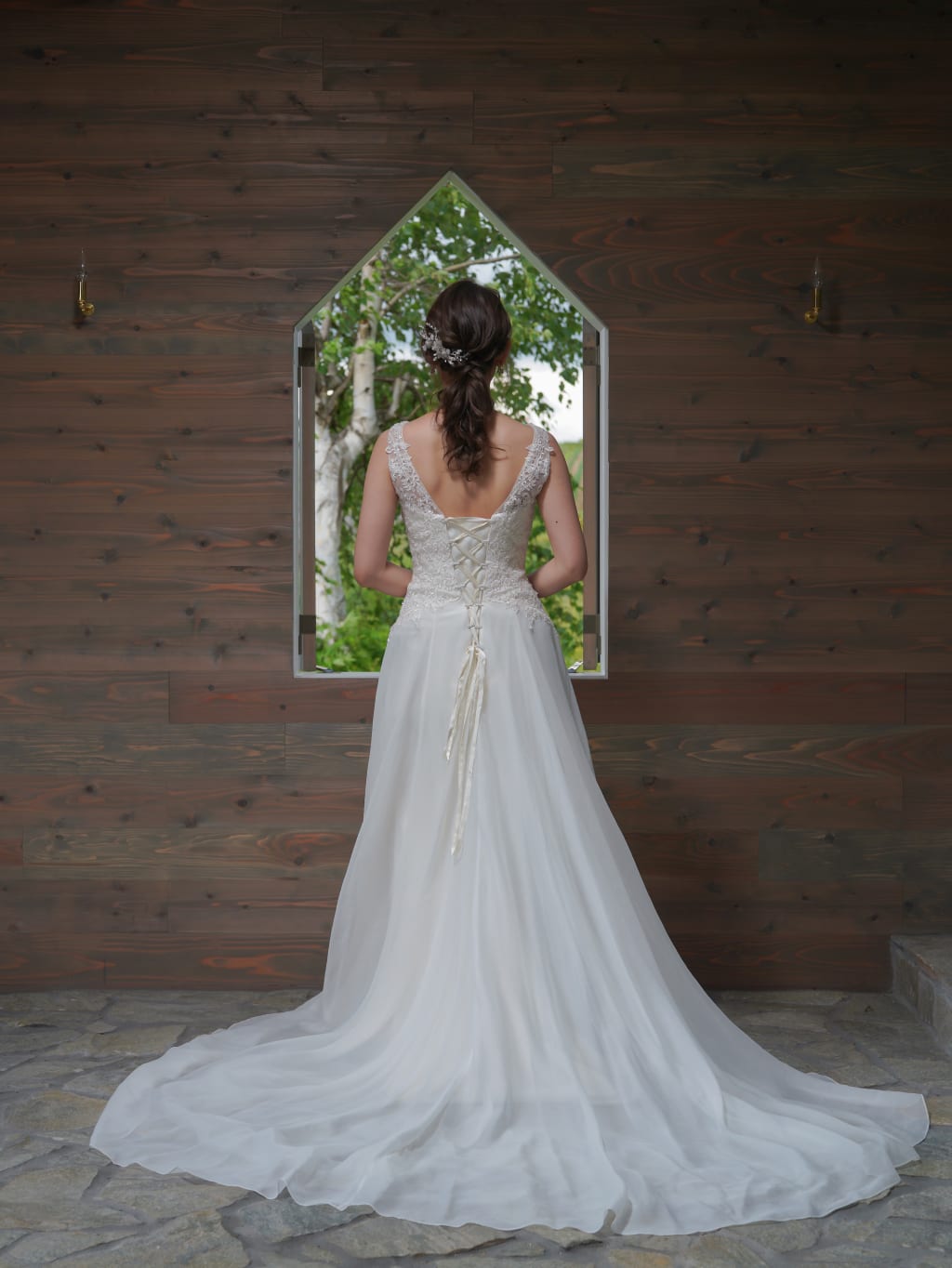 シースルースリーブオーガンスレンダー | デコルテフォトグラフィー | 前撮り・フォトウェディング