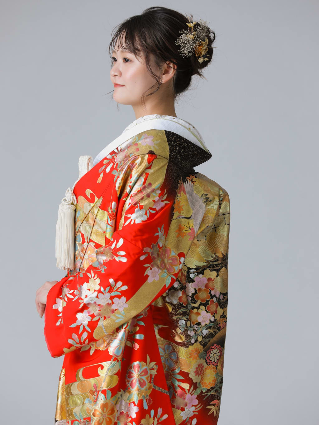 赤黒友禅　桜霞