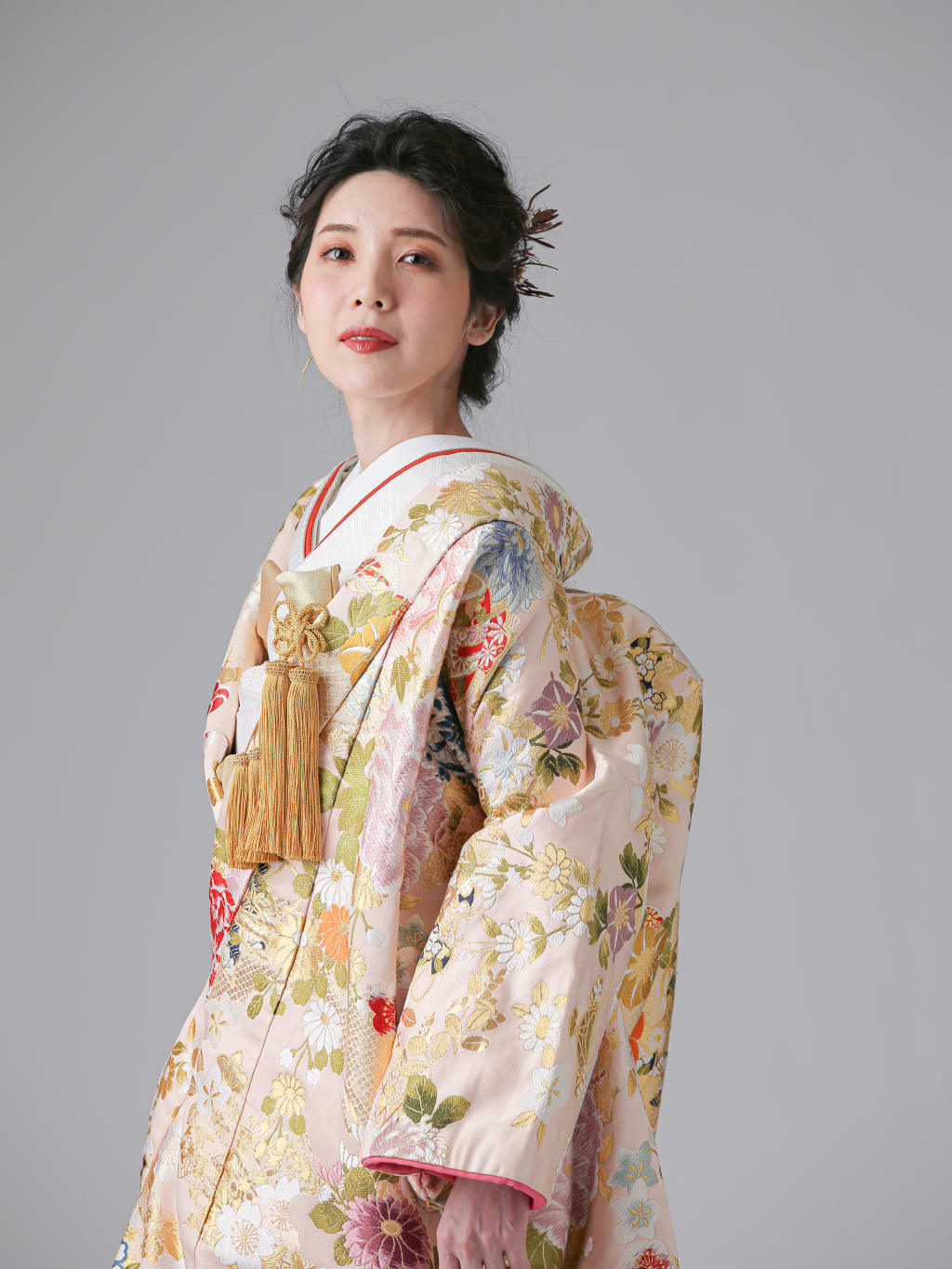 色打掛　花柄　絹　金　着物　254 色打掛 | デコルテフォトグラフィー | 前撮り・フォトウェディング