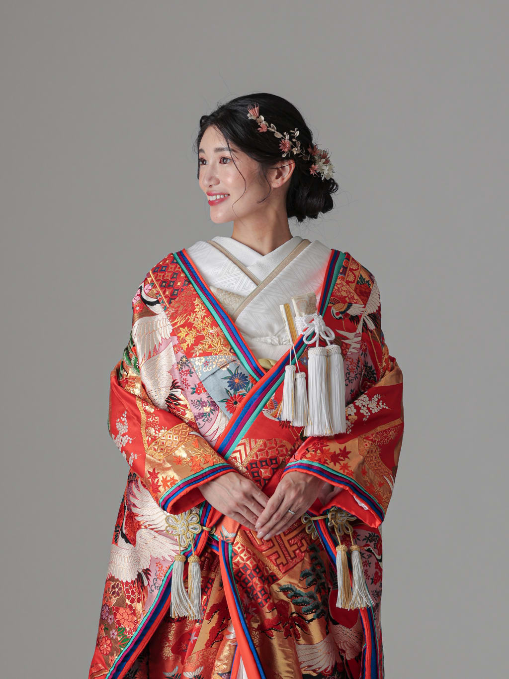 八重重ね　七宝　松　鶴 / レッド | デコルテフォトグラフィー | 前撮り・フォトウェディング