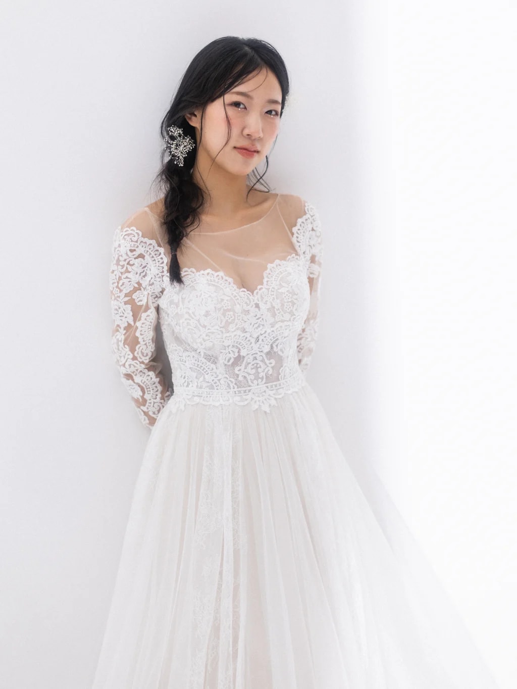 オープンバックレーススリーブ