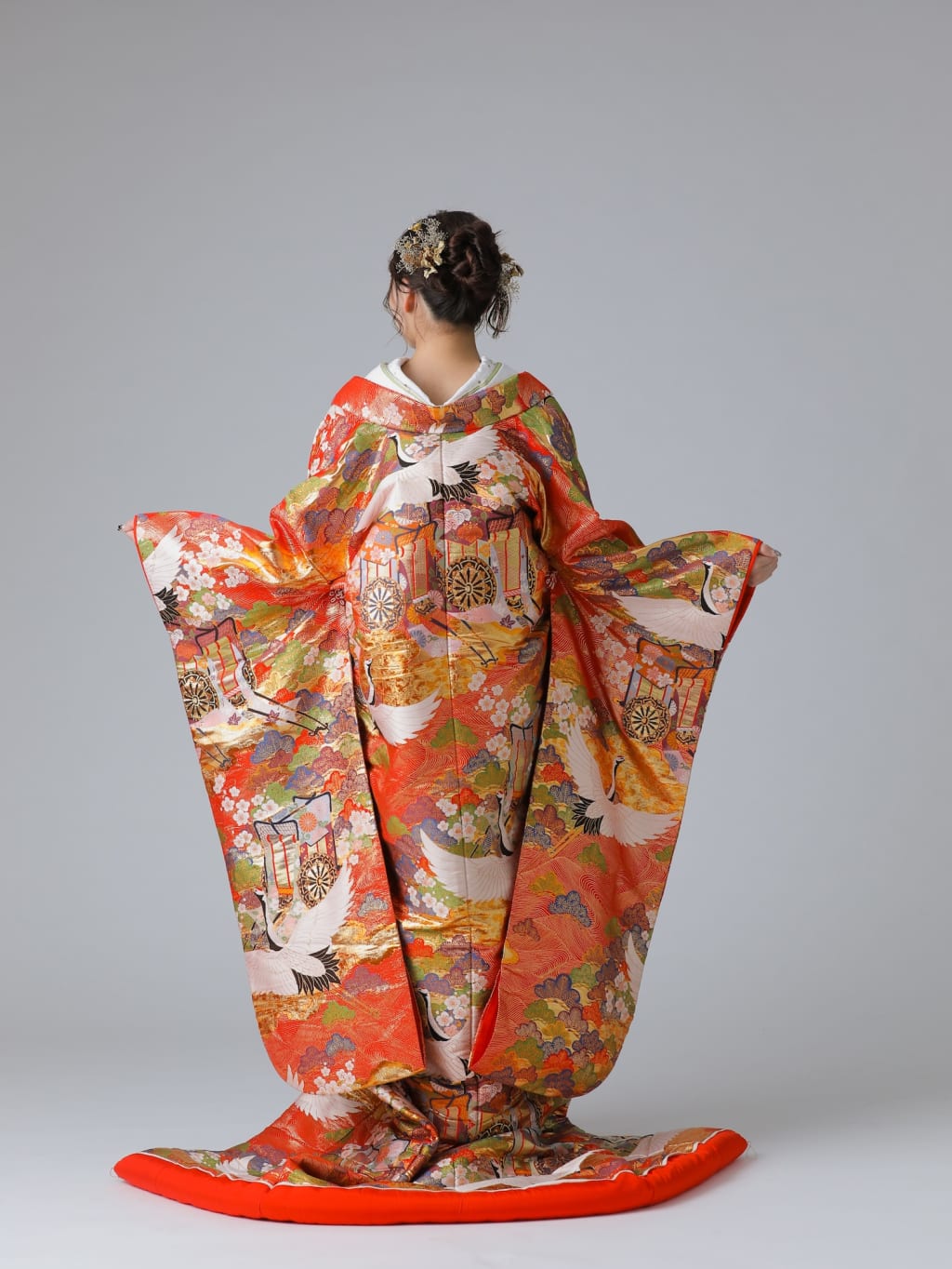 鶴 御所車 松 / レッド