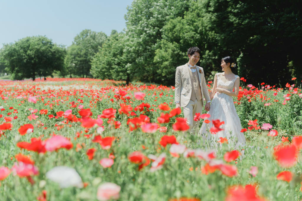 【大満足】洋装：昭和記念公園＋和装：屋内庭園スタジオプラン | スタジオAQUA 表参道渋谷店 | フォトウェディング・前撮り・結婚写真