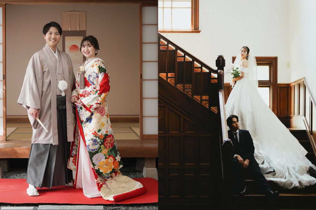 【350カット洋装＋和装】旧石川組製糸西洋館ロケーション＋屋内庭園スタジオプラン | スタジオSOLA 札幌店 | フォトウェディング・前撮り・結婚写真