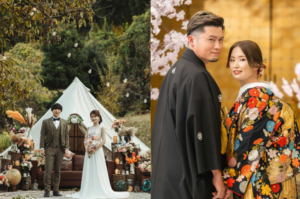 【大満足】洋装：グランピング＋和装：屋内庭園スタジオプラン | フォトウェディング・前撮り・結婚写真