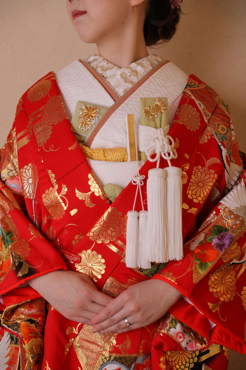 白無垢・色打掛 花柄 白地オレンジグラデーション 284 色打掛