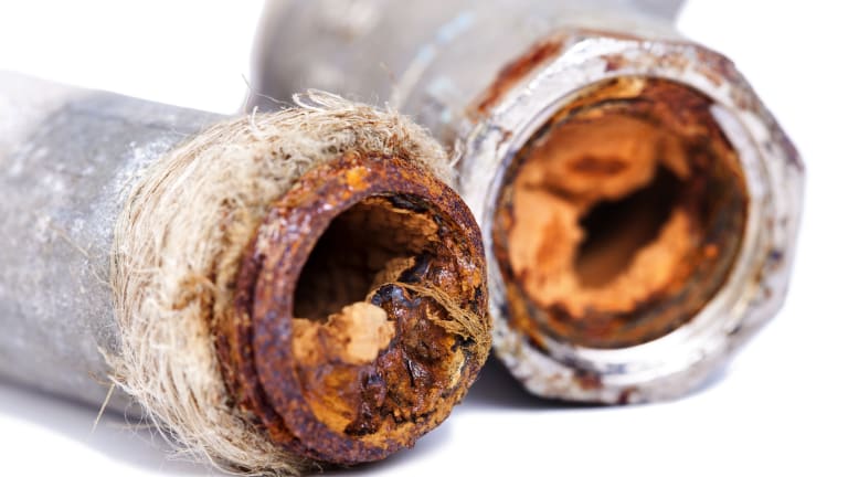 corroded, old galvanized plumbing
