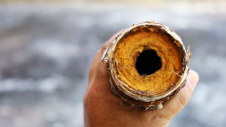 Galvanized pipe full of rust