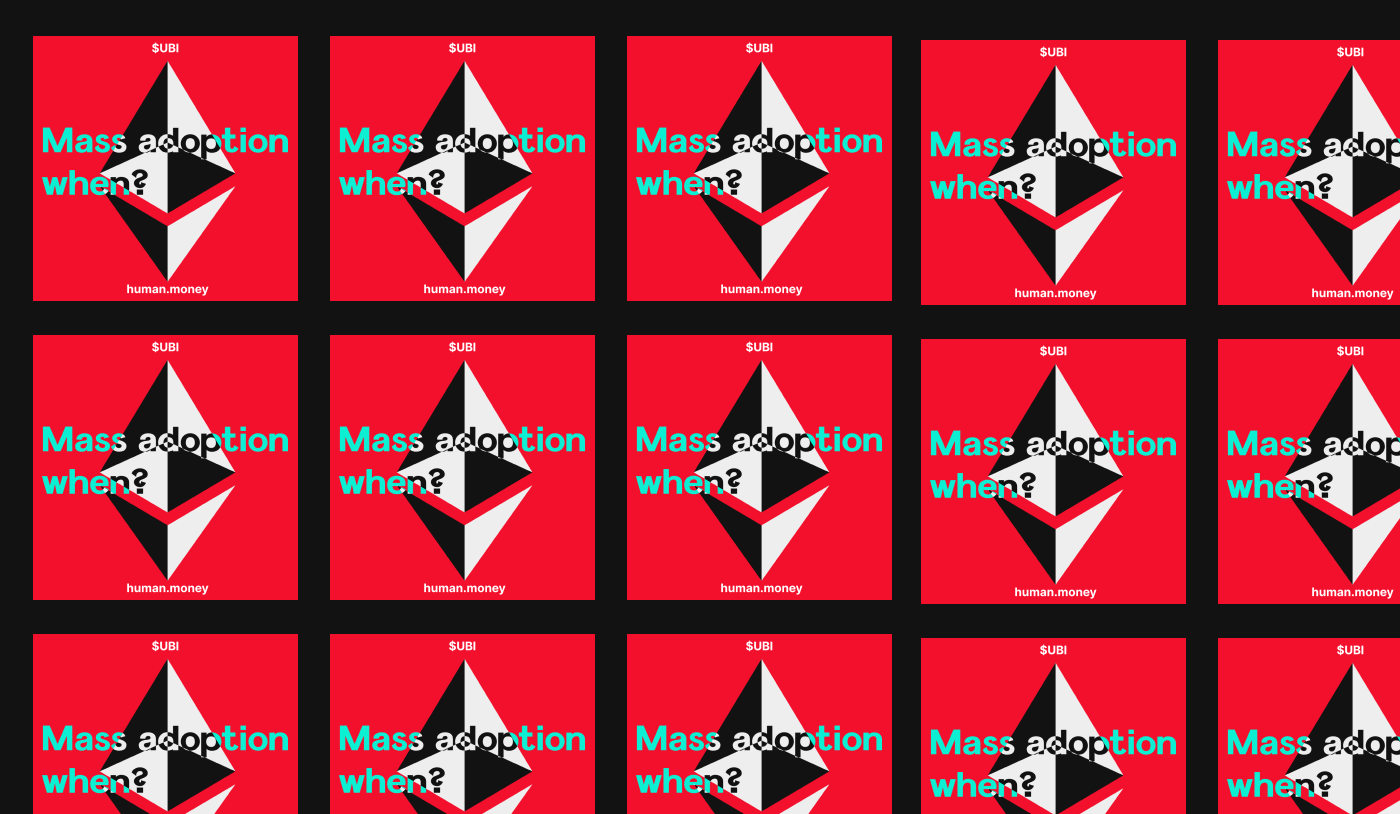 Mass Adoption When? poster, instant icon
