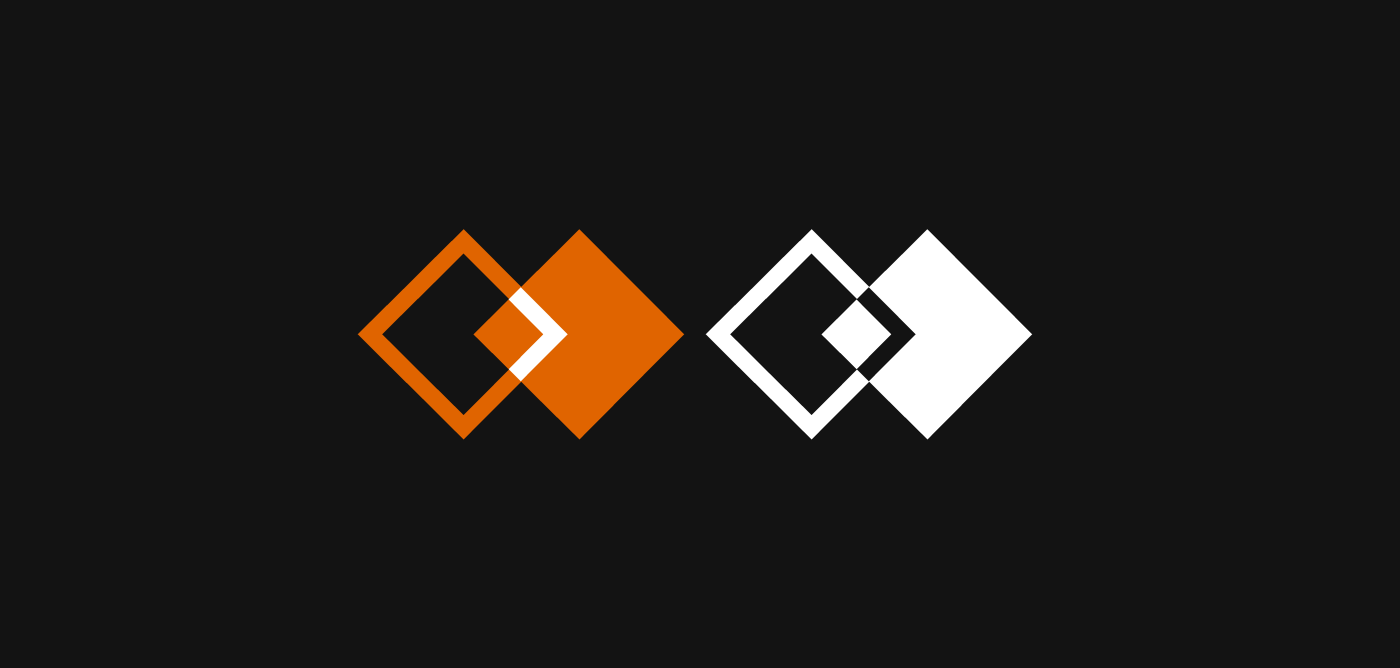 Bicolor Consultancy logo showcase. The logo appears in the brand's iconic orange, and in white.