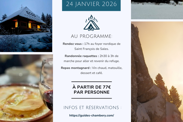 Raquettes en nocturne et repas montagnard – Bauges image1