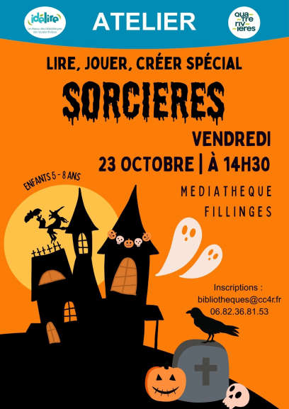 Atelier lire, jouer, créer spécial sorcières à la médiathèque de l'Ourse Bleue