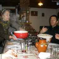Evening in alpine chalet